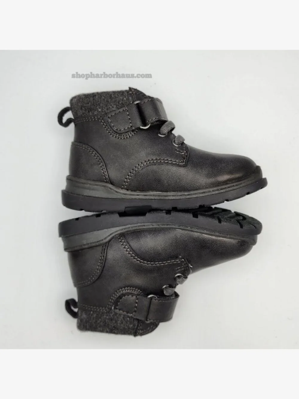 Black Ankle Strap Lace-Up Boots | Kid's 7